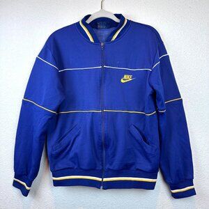 Vintage 80s Nike Blue Track Zip Jacket Women’s Medium Retro Sporty Activewear